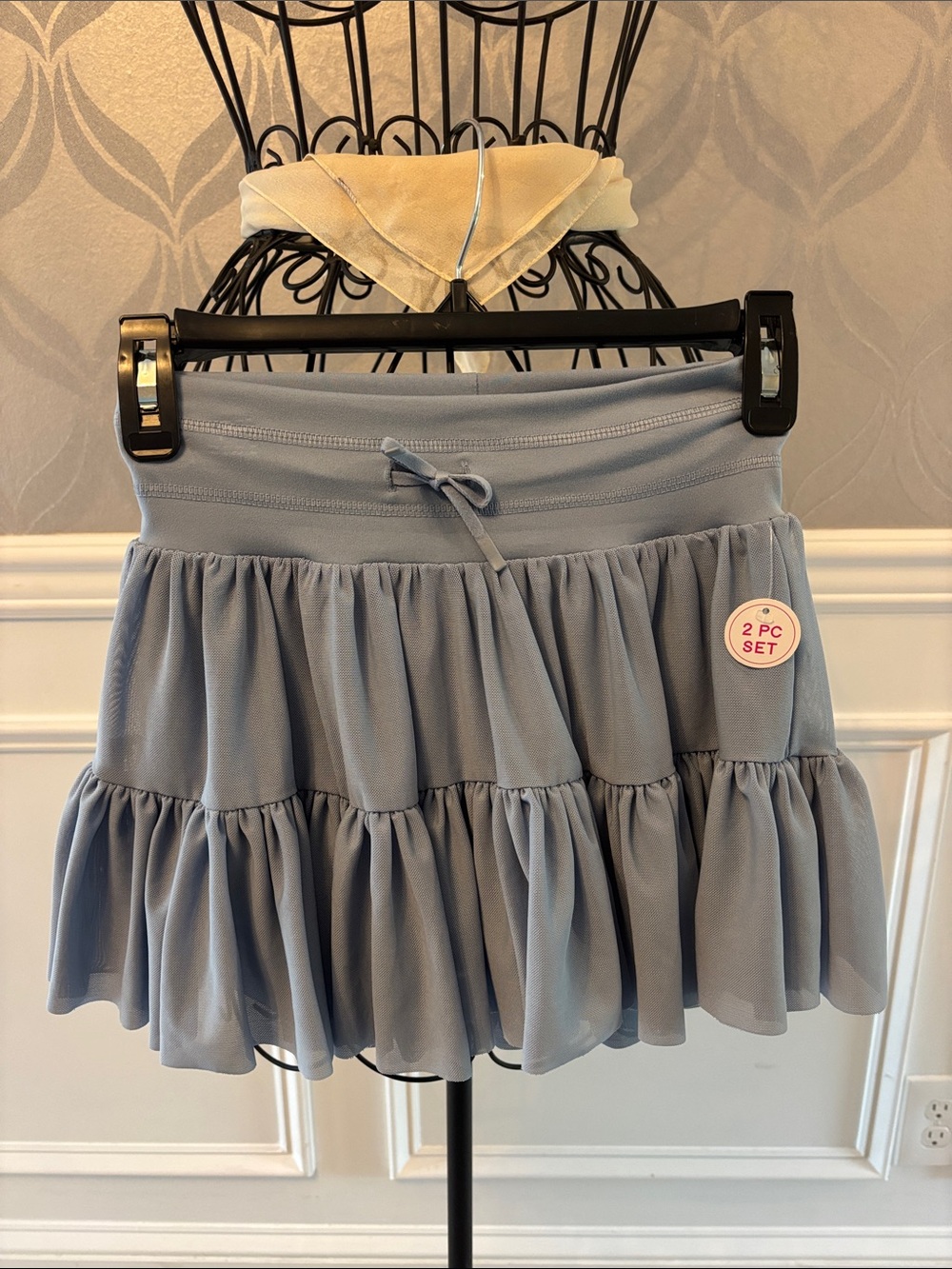 Yogalicious Girls Light Blue Tiered Ruffle Skirt
